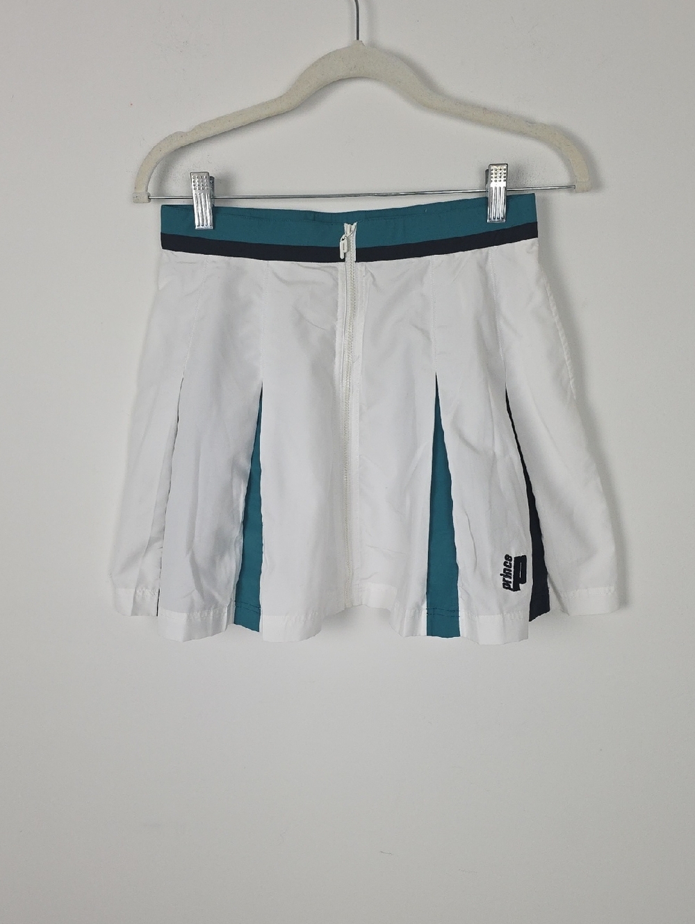 Prince White Skirt with Teal and Black Panels